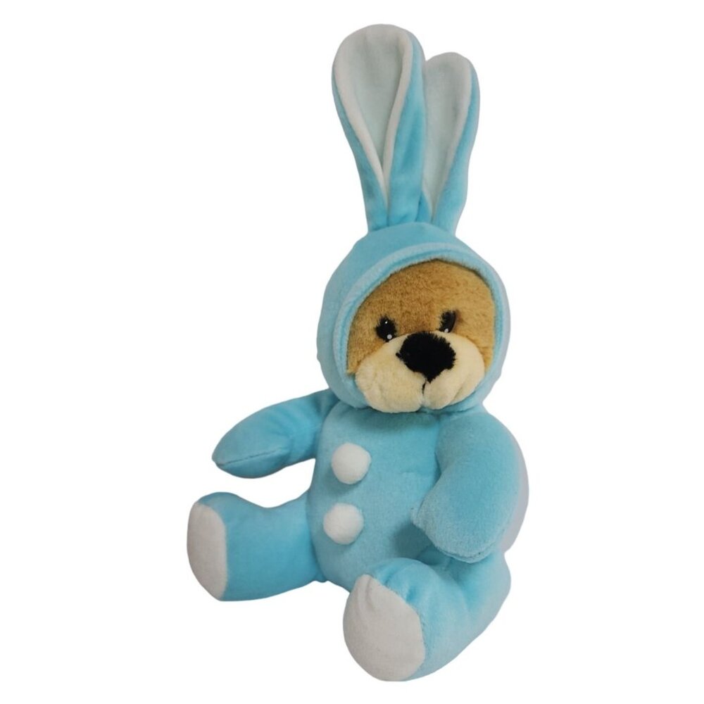 Sherwood Brands Blue Bunny Rabbit Outfit Teddy Bear Plush Stuffed Animal Sitting